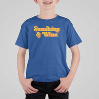 Funny Drinking T Shirt For Kid Sunshine & Wine Retro Drinking Summer Vintage 70's