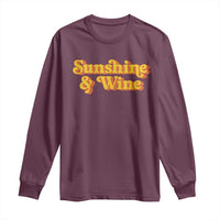 Funny Drinking Long Sleeve Shirt Sunshine & Wine Retro Drinking Summer Vintage 70's