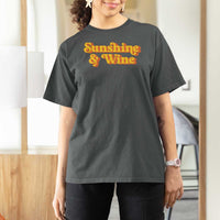Funny Drinking T Shirt For Women Sunshine & Wine Retro Drinking Summer Vintage 70's