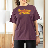 Funny Drinking T Shirt For Women Sunshine & Wine Retro Drinking Summer Vintage 70's