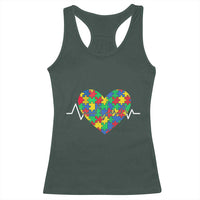 Autism Awareness Love Heart Puzzle Acceptance Racerback Tank Top