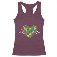 Autism Awareness Love Heart Puzzle Acceptance Racerback Tank Top