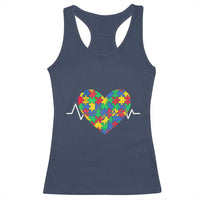 Autism Awareness Love Heart Puzzle Acceptance Racerback Tank Top