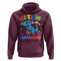 Autism Awareness Is My Superpower Hoodie Cute Dinosaur Dino Kids Boys