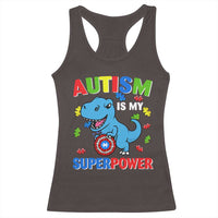 Autism Awareness Is My Superpower Racerback Tank Top Cute Dinosaur Dino Kids Boys