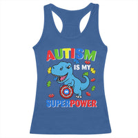 Autism Awareness Is My Superpower Racerback Tank Top Cute Dinosaur Dino Kids Boys