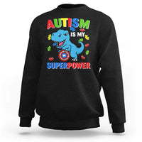 Autism Awareness Is My Superpower Sweatshirt Cute Dinosaur Dino Kids Boys
