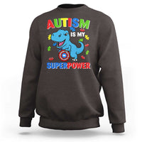 Autism Awareness Is My Superpower Sweatshirt Cute Dinosaur Dino Kids Boys