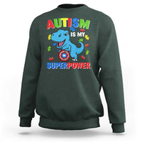 Autism Awareness Is My Superpower Sweatshirt Cute Dinosaur Dino Kids Boys