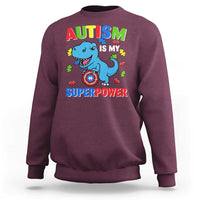 Autism Awareness Is My Superpower Sweatshirt Cute Dinosaur Dino Kids Boys
