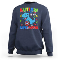 Autism Awareness Is My Superpower Sweatshirt Cute Dinosaur Dino Kids Boys