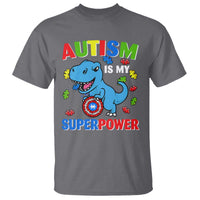 Autism Awareness Is My Superpower T Shirt Cute Dinosaur Dino Kids Boys