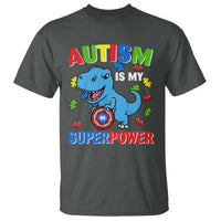 Autism Awareness Is My Superpower T Shirt Cute Dinosaur Dino Kids Boys