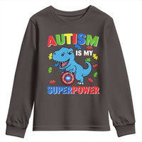 Autism Awareness Is My Superpower Youth Sweatshirt Cute Dinosaur Dino Kids Boys