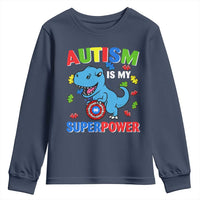 Autism Awareness Is My Superpower Youth Sweatshirt Cute Dinosaur Dino Kids Boys