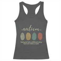 Retro Fingerprint Autism Awareness Racerback Tank Top Each Print Tells A Different Story