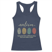 Retro Fingerprint Autism Awareness Racerback Tank Top Each Print Tells A Different Story