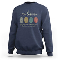 Retro Fingerprint Autism Awareness Sweatshirt Each Print Tells A Different Story