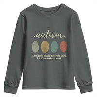 Retro Fingerprint Autism Awareness Youth Sweatshirt Each Print Tells A Different Story