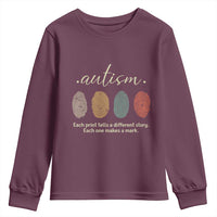 Retro Fingerprint Autism Awareness Youth Sweatshirt Each Print Tells A Different Story
