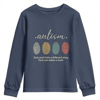 Retro Fingerprint Autism Awareness Youth Sweatshirt Each Print Tells A Different Story