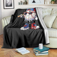 Baseball Drip Ice Cream Throw Blanket Youth Drip Baseball Boys Kid Red White And Blue