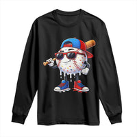 Baseball Drip Ice Cream Long Sleeve Shirt Youth Drip Baseball Boys Kid Red White And Blue