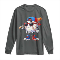 Baseball Drip Ice Cream Long Sleeve Shirt Youth Drip Baseball Boys Kid Red White And Blue