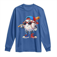 Baseball Drip Ice Cream Long Sleeve Shirt Youth Drip Baseball Boys Kid Red White And Blue