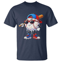 Baseball Drip Ice Cream T Shirt Youth Drip Baseball Boys Kid Red White And Blue