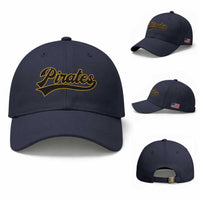 Vintage Pirates Baseball Cap Varsity Script Retro Sports Jersey Style Baseball Fans