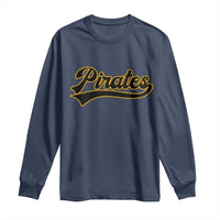 Vintage Pirates Long Sleeve Shirt Varsity Script Retro Sports Jersey Style Baseball Fans
