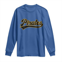 Vintage Pirates Long Sleeve Shirt Varsity Script Retro Sports Jersey Style Baseball Fans