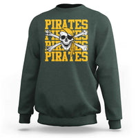 Retro Pirates Sweatshirt Vintage Retro Skull Crossbones Baseball Fans