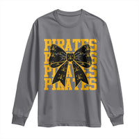 Pirates Coquette Bow Long Sleeve Shirt Retro Sports Style Pirate Skull