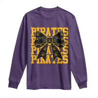 Pirates Coquette Bow Long Sleeve Shirt Retro Sports Style Pirate Skull