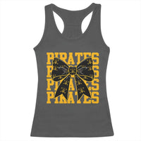 Pirates Coquette Bow Racerback Tank Top Retro Sports Style Pirate Skull