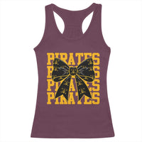Pirates Coquette Bow Racerback Tank Top Retro Sports Style Pirate Skull