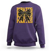 Pirates Coquette Bow Sweatshirt Retro Sports Style Pirate Skull