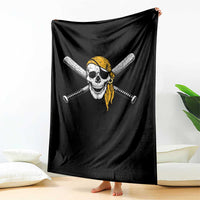 Baseball Pirate Skull Throw Blanket Retro Vintage Cross Baseball Bats