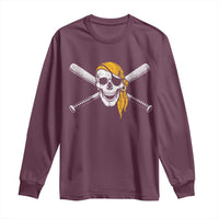 Baseball Pirate Skull Long Sleeve Shirt Retro Vintage Cross Baseball Bats