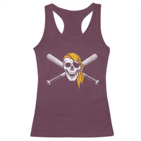 Baseball Pirate Skull Racerback Tank Top Retro Vintage Cross Baseball Bats