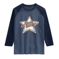 Vintage Astro Script Name Sports Style Raglan Shirt Retro Baseball Fans