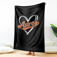 Vintage Astro Name Sports Style Throw Blanket Varsity Script Vintage Baseball Heart Graphic