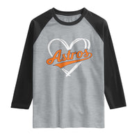 Vintage Astro Name Sports Style Raglan Shirt Varsity Script Vintage Baseball Heart Graphic