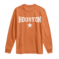 Vintage Houston Long Sleeve Shirt Retro Texas Throwback Athletic Sports Style 80s 90s