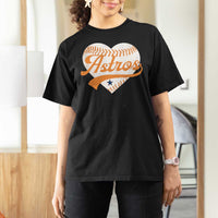Retro Astro Script Name T Shirt For Women Baseball Heart Vintage Sports Fans