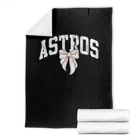 Retro Astro Varsity Name Throw Blanket Baseball Coquette Bow