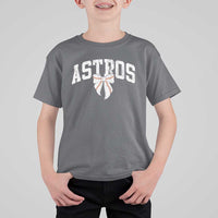 Retro Astro Varsity Name T Shirt For Kid Baseball Coquette Bow