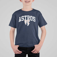 Retro Astro Varsity Name T Shirt For Kid Baseball Coquette Bow